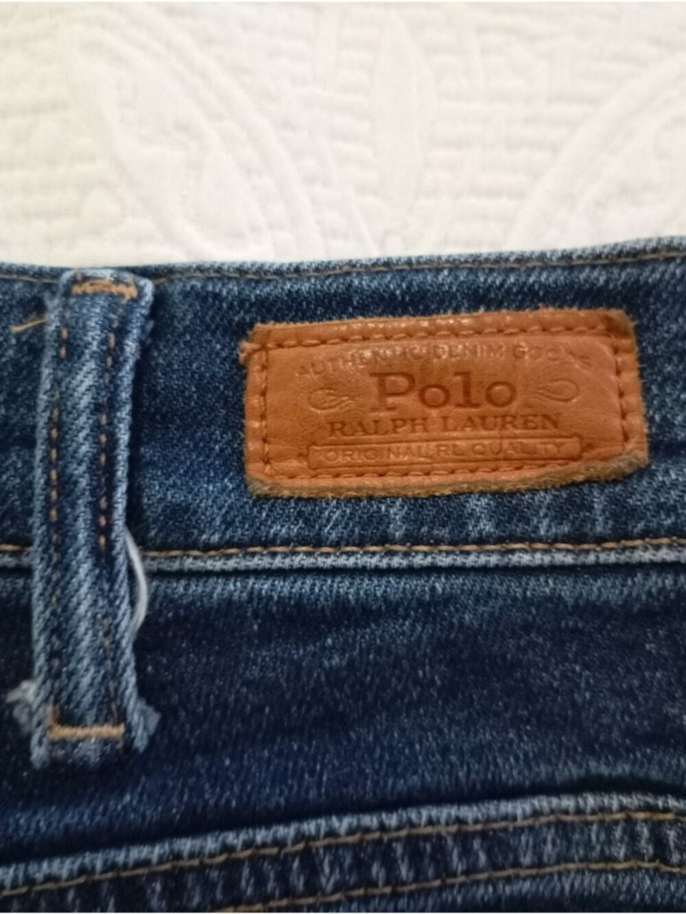 Polo Ralph Lauren High Rise Blue Denim Jeans Patch Pockets Flared Leg - Size 28 - Picture 12 of 13